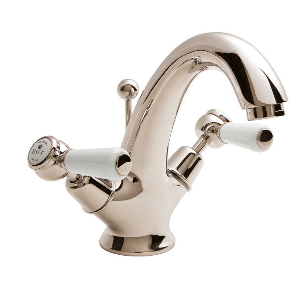BC Designs Victrion Nickel Lever Mono Basin Mixer & Waste Cut Out